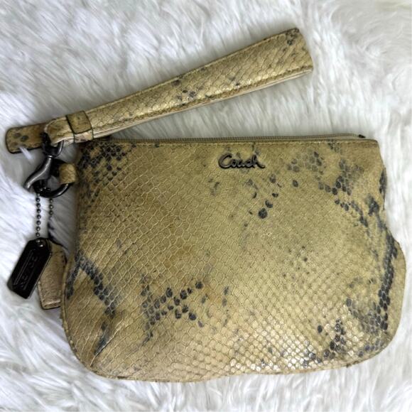 COACH Kristin Embossed Python Wristlet - Picture 1 of 9